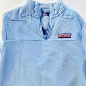 Vineyard Vines blue 1/4 zip 100% cotton zip up sweatshirt embroidered fish EUC